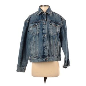 We The Free Blue Jean Jacket with Timeless Trucker Style and Pointed Collar